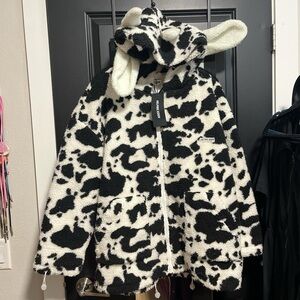Aelfric Eden Cow Pattern Fleece Jacket